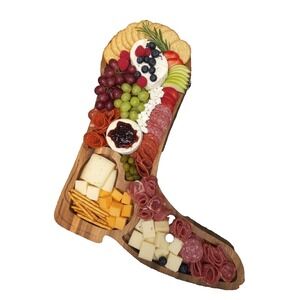 Destination Holiday Boot Charcuterie Board Cowgirl Wood Boot Brand New 2026